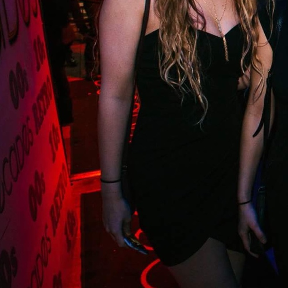 Bandage top strappy black dress